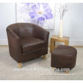 Microfiber Cover Wooden Frame Tub Chair With Ottoman